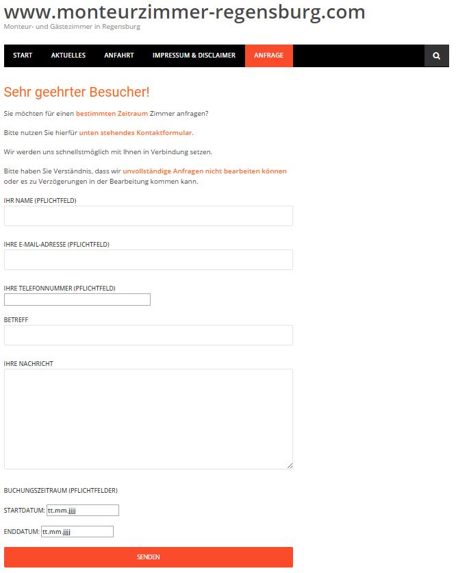 Ab sofort Buchungsanfrage über unser Formular…